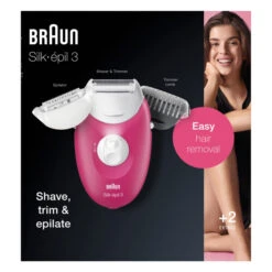Braun Silk-epil 3 410 Epilator Raspberry Single