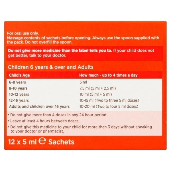 Calpol SixPlus Sugar Free Suspension Sachets 12 Sachets | X3 Pack - Image 3