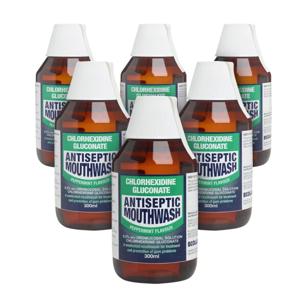 Chlorhexidine Gluconate Antiseptic Mouthwash Peppermint 300ml | X6 Pack