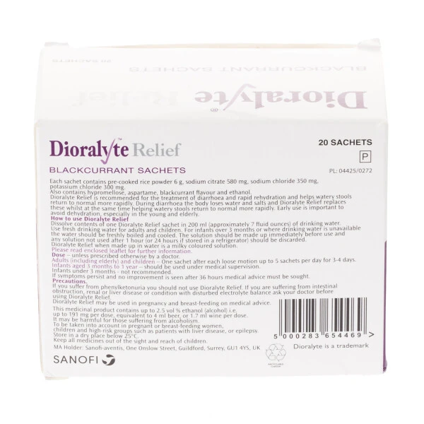 Dioralyte Relief Blackcurrant 20 Sachets - Image 2