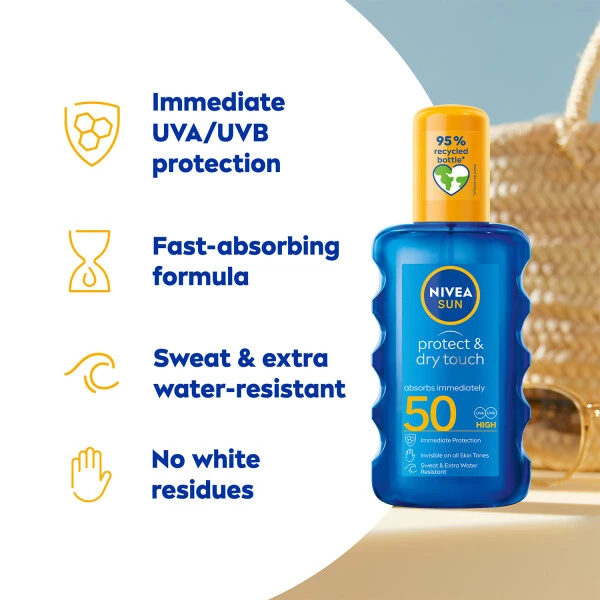 Nivea Sun Protect & Dry Touch Sun Cream Spray SPF50 200ml - Image 2