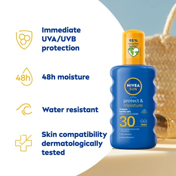 Nivea Sun Protect & Moisture Sun Cream Spray SPF30 200ml - Image 2