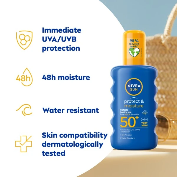 Nivea Sun Protect & Moisture Sun Cream Spray SPF50+ 200ml - Image 2