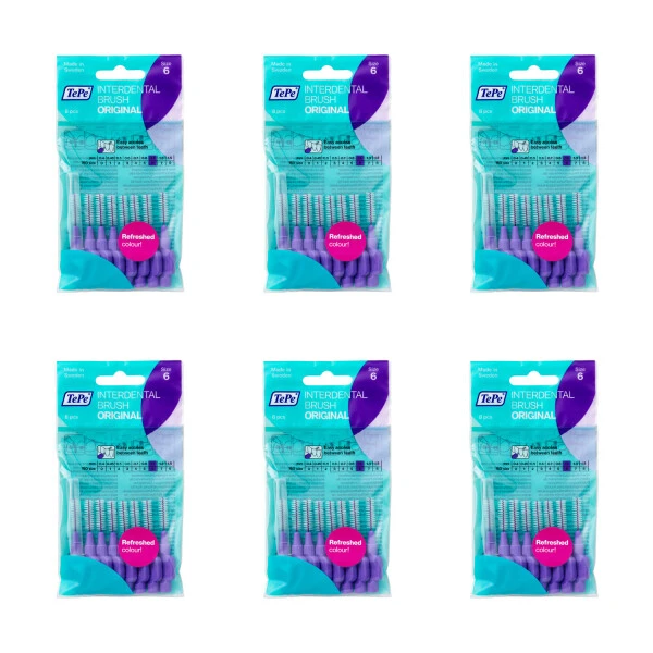 TePe Interdental Brushes Original Purple 8 Brushes (1.1mm) | X6 Pack