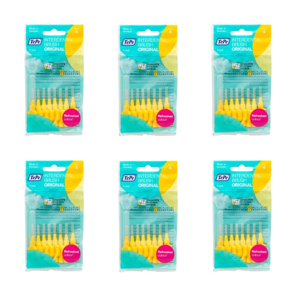 TePe Interdental Brushes Original Yellow 8 Brushes (0.7mm) | X6 Pack